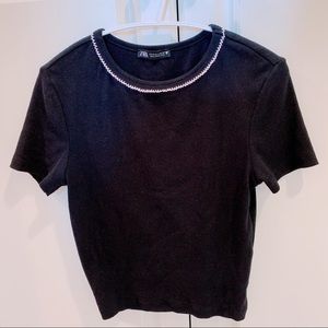 Zara neck trim tee